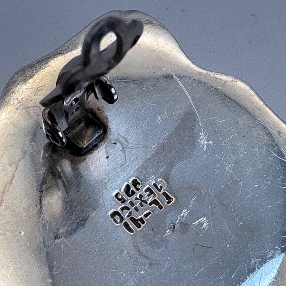 Sterling Silver 925 Multicolor Gemstone Puffed Clip On Earrings 1.25" Length - Picture 8 of 10